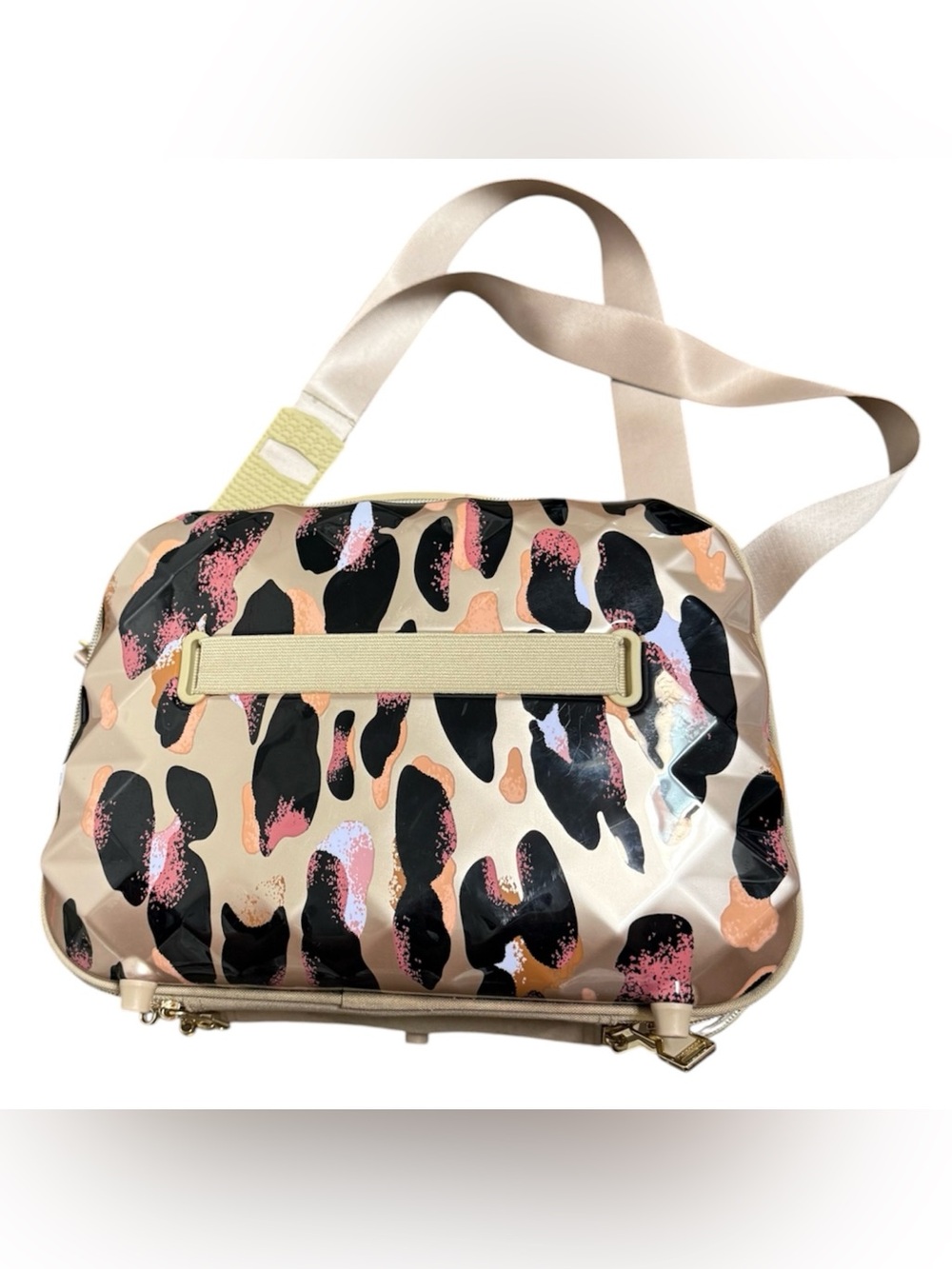 Triforce Beige Leopard Print Travel Crossbody Bag with Adjustable Strap - Picture 2 of 9